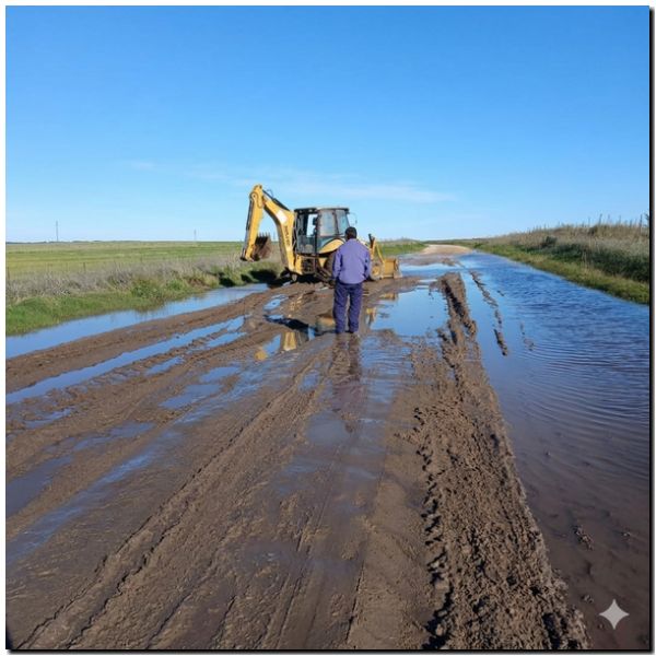 Necochea supera el temporal: el EMSUR mantiene el control sobre los caminos rurales