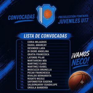 Convocatoria para el Zonal U17 de Básquet en Necochea